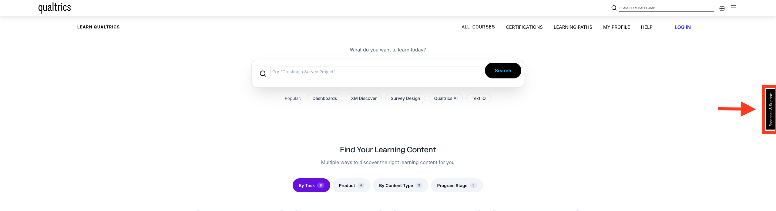 Feedback and Support option