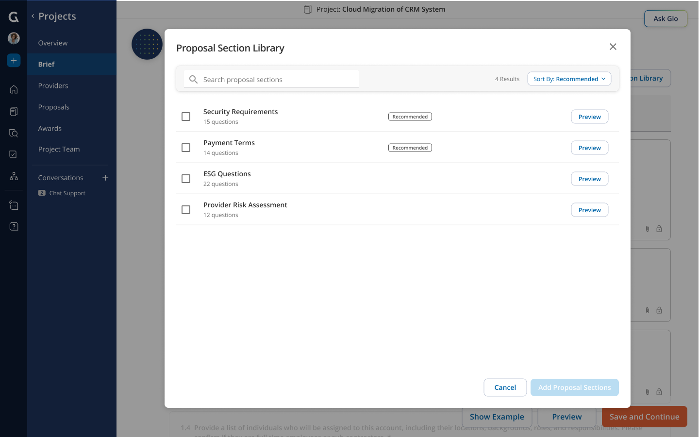 Proposal Section Library Browser
