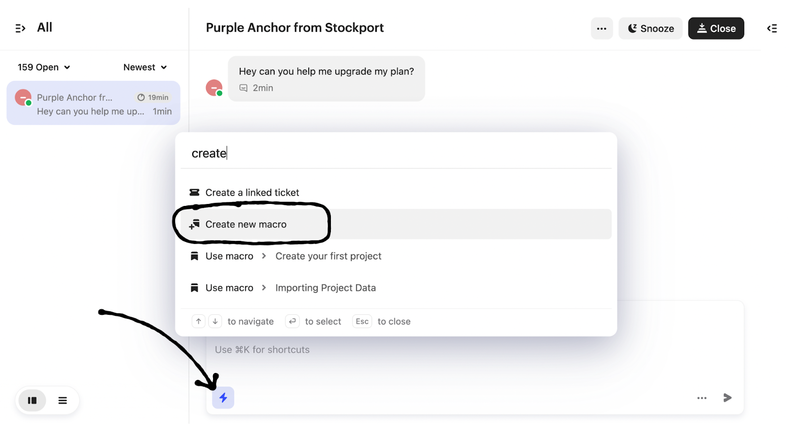 Create new macro from a conversation