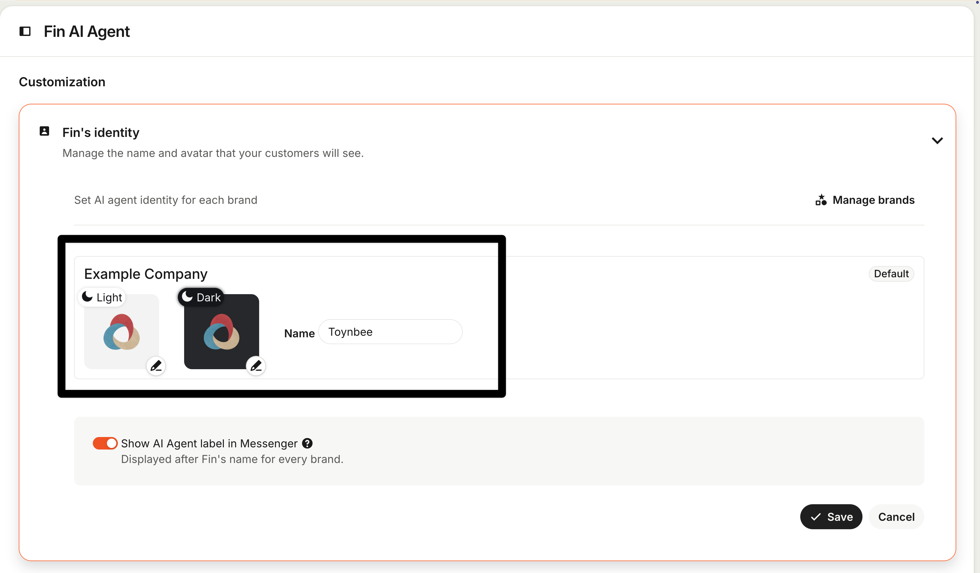 Fin name and avatar settings