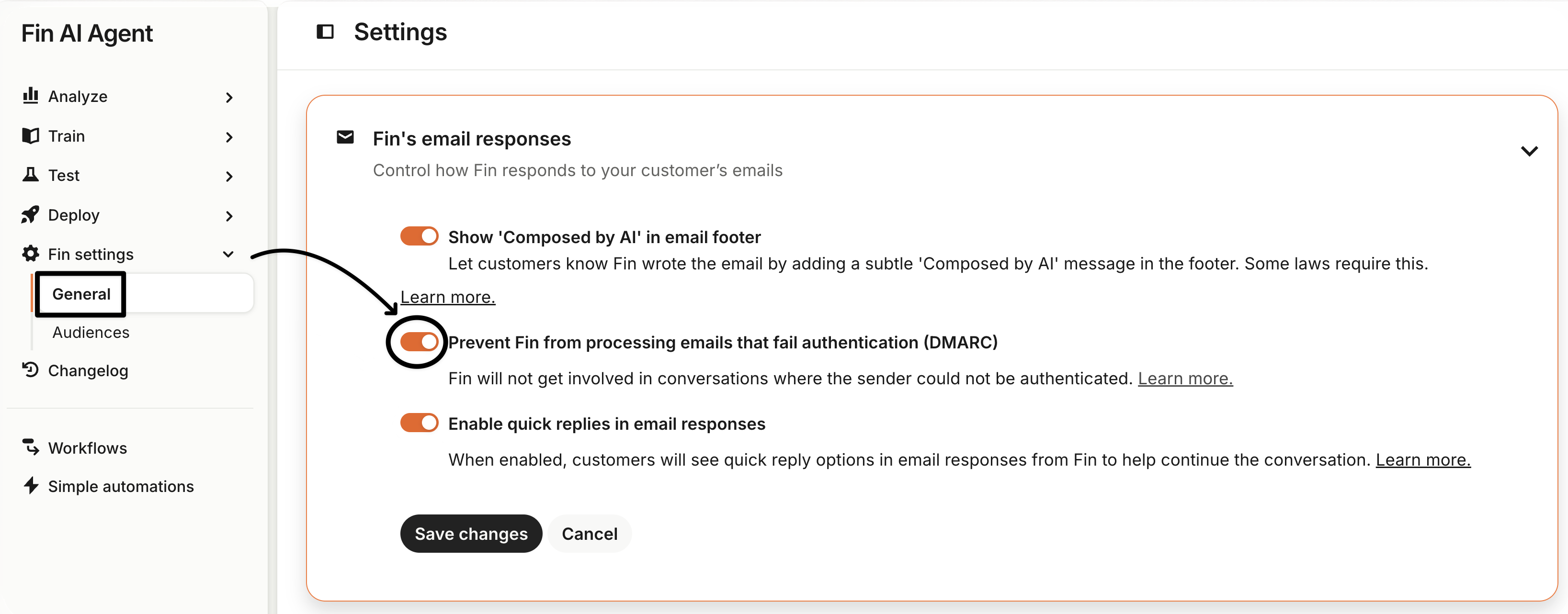 DMARC authentication setting