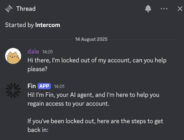 Fin replying in Discord