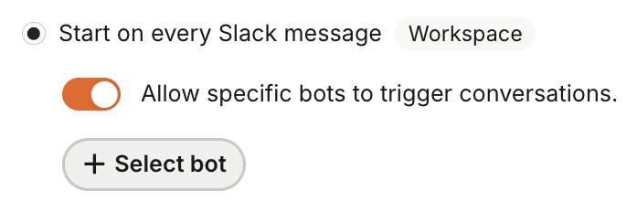 Slack trigger settings