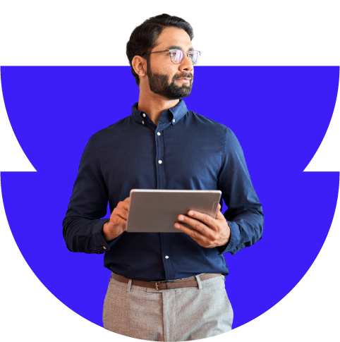 Two people discussing documents