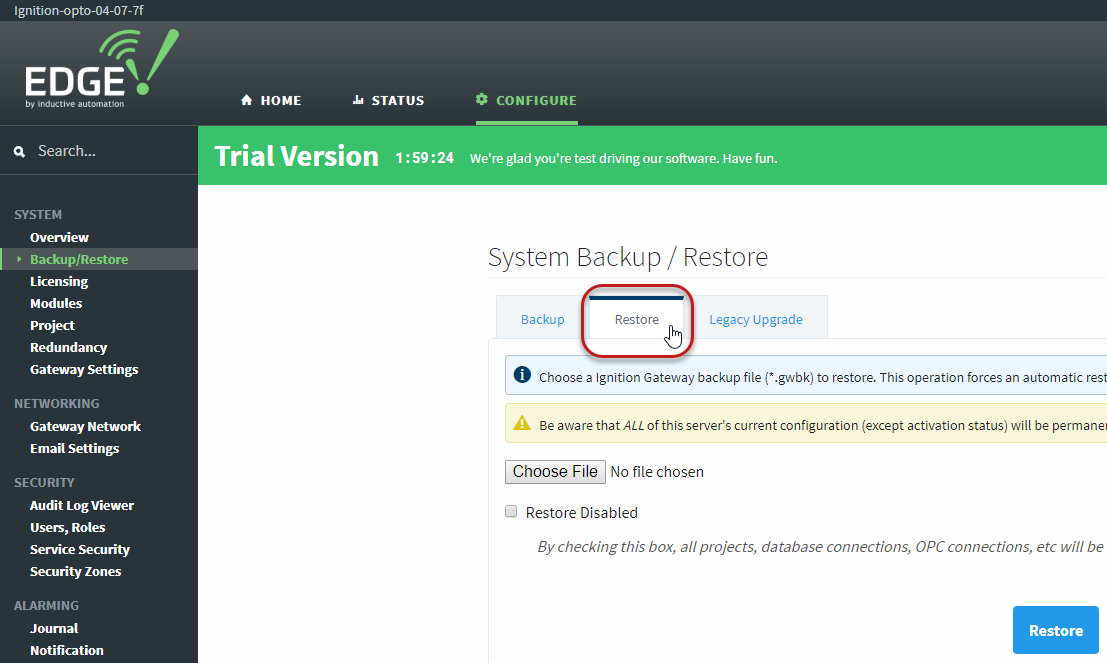 Restoring the Ignition Edge Project
